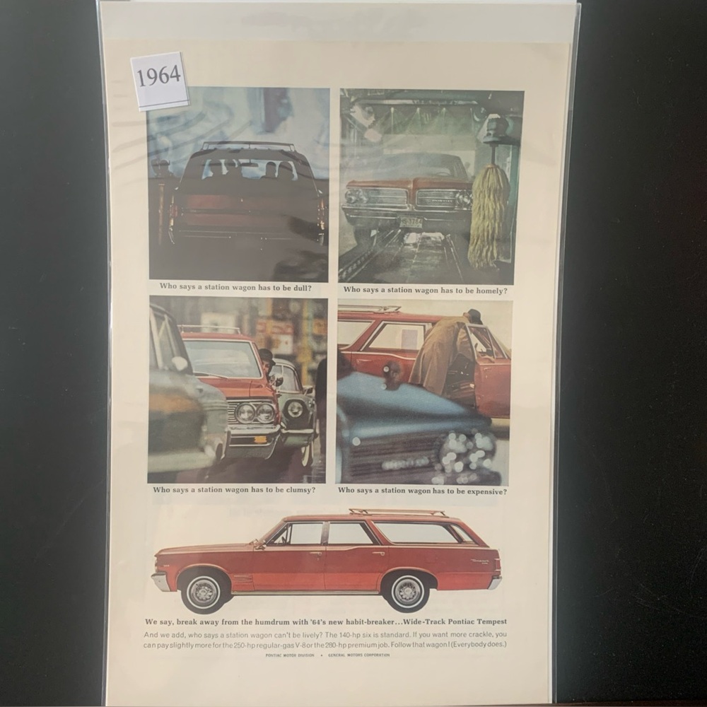 Vintage 1964 Pontiac Tempest Wagon New Habit Breaker Ad Advertisement